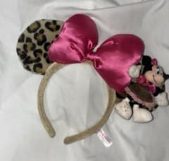 ディズニー　ミニーマウス　カチューシャ ぬいぐるみ付き豹ヒョウ柄レア大人用のサムネイル
