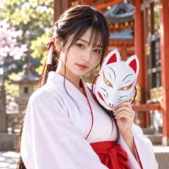 狐面 白 キツネ お面 和風 仮面 コスプレ ハロウィン 夏祭り 巫女 仮装のサムネイル