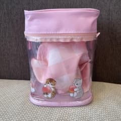 mofusand クリアポーチ ピンク 猫 巾着付き　ショルダーバッグ