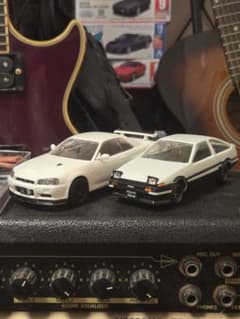 アオシマ 楽プラ 完成品 まとめ売り セット ae86 トレノ r34 gt-rのサムネイル