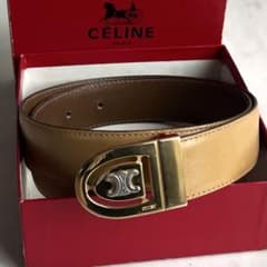箱付き CELINE ベルト マカダム ブラウン 茶 トリオンフ ゴールド