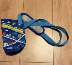 《美品　水筒カバー》thermosストローボトル　車　電車　青のサムネイル