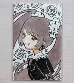 手描きイラスト オリジナル 女の子 トレカサイズ 原画のサムネイル