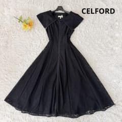 美品✨セルフォード 襟 カラー ロングワンピース ジャガード レース 花 