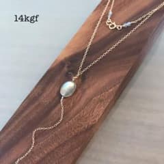 【14KGF】高品質ブルー/ゴールドシラーラブラドライト4粒のYネックレスのサムネイル