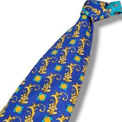 美品 ヴェルサーチ ネクタイ シルクバロック メデューサ 水玉 チェンジネクタイ 美品 ジャンニヴェルサーチ ネクタイ メデューサ バロック ブルー