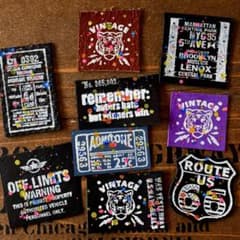 ビンテージ革タグ レザータグ カラフルペイント①ハンドメイド素材