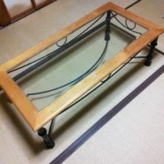 お洒落　ガラステーブル　センターテーブル　引き取り限定です。のサムネイル