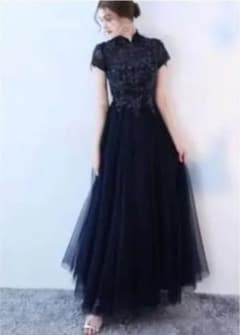 新品 未使用インポート ブラックパーティードレス結婚式 ロングドレス 上品 華麗のサムネイル