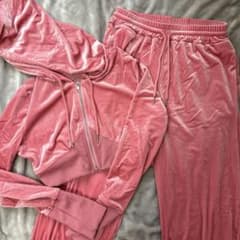 ピンク ジャージ 上下セット セットアップ ベロア生地 - メルカリ