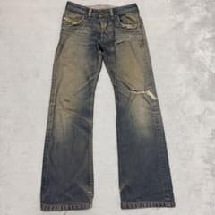 DIESEL デニムパンツ ブーツカット ダメージ加工 インディゴのサムネイル
