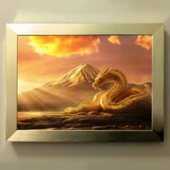 602【富士山・金龍】開運招福！霊峰と黄金龍の神秘的な輝き【神仏画