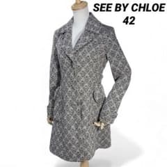 幾何学模様 SEE BY CHLOE クロエ ツイード チェスター ウールコート