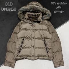 00s OLD UNIQLO 다운 재킷 짧은 길이 모피 Y2K 광택