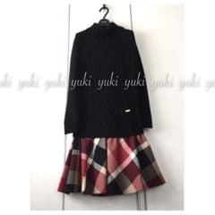 ブルーレーベルクレストブリッジ ニットドッキングワンピース 黒×赤チェック ブルーレーベルクレストブリッジ ニットドッキングワンピース 36 黒×赤