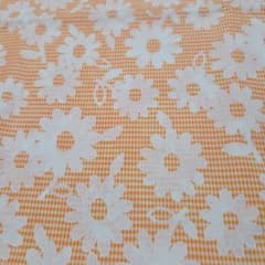 ✩.*オレンジ ギンガムチェック 花柄 生地✩.*のサムネイル