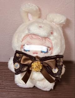 いつぬい ちびぐるみ リボン飾り 黒×金 茶色リボン 金の薔薇 ぬい服 ゴシックのサムネイル