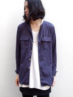 BED.J.W.FORD ノーカラーシャツ　紫のサムネイル