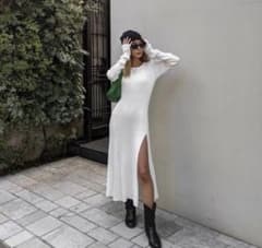 aclent   Oval cut slit knit onepieceのサムネイル