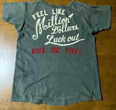 デニムダンガリー Tシャツ L 160 フェード ビンテージ風ロゴ 古着のサムネイル