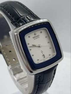 SEIKO 시계 블루 탱크 스퀘어 렉탄