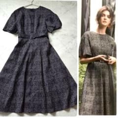美品　EPOCA　エポカ　チェック　ロングワンピース　Aライン　ベルト　シルク 美品 EPOCA エポカ チェック ロングワンピース Aライン ベルト シルク