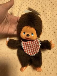 も*。様 モンチッチ似？ぬいぐるみ 赤白チェック柄スタイのサムネイル