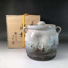 Ｒ８５４　水指　『萩焼』『高見世清光造』『耳付水指』　共箱　茶道具 R854 水指 『萩焼』『高見世清光造』『耳付水指』 共箱 茶道具