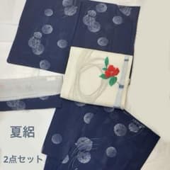 夏物 正絹 絽 小紋 着物 (帯は未使用オマケ) セット - メルカリ