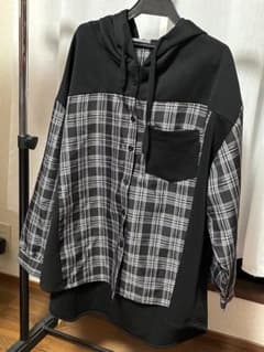 チェック柄フード付きシャツ 4 Lサイズのサムネイル