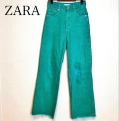 【ZARA】 ストレートデニム グリーン36のサムネイル