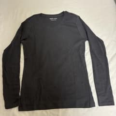 綿100% コットン 長袖ロングTシャツ ダークグレー Lのサムネイル