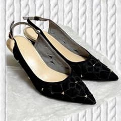 【美品】RANDA   フラワーカットバックストラップパンプスのサムネイル