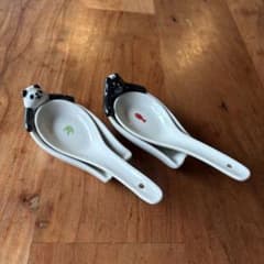 パンダとネコのレンゲ 2個セット　陶器のサムネイル
