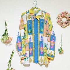 ヴィンテージ ブラウス クラシカル レトロ フラワー 花柄 美品 香水瓶 レアのサムネイル