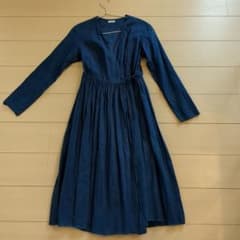 ヤエカ YAECA 藍染め ギャザーカシュクールワンピース インディゴ 