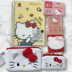 ★韓国限定★ハローキティ 5点セット 新品 ダイソー ポーチ ノートのサムネイル