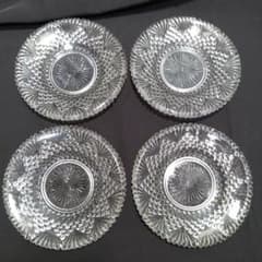 ５枚セット 型吹きガラス 明治 鉛ガラス 皿 5枚セット 型吹きガラス 明治 鉛ガラス 皿