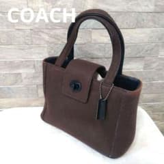 美品】COACH コーチ レザー フェルト ターンロック ミニハンドバッグ 