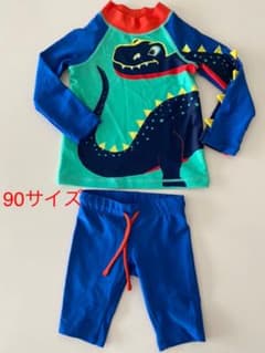 H &M  90長袖ラッシュガード　恐竜水着　男の子上下セットのサムネイル
