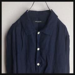美品 ナノユニバース ダークネイビー 麻 シャツ Mのサムネイル