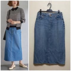 大きいサイズ 23区DENIMストレッチスカートブルー46(自由区ICB組曲
