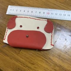 犬型レザーコインケース 赤クリームのサムネイル