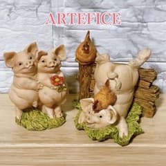 イタリア製 置き物 ARTEFICE ブタのオブジェ 2個セット ヴィンテージ