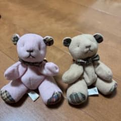 シナダ クマのぬいぐるみ キーホルダー マスコット（ピンク・ベージュ 