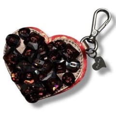 美品 MIUMIU ビジュー ハート キーホルダー チャーム クリスタル 人気