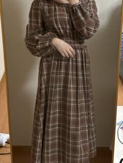 ブラウンチェック ロングドレスのサムネイル