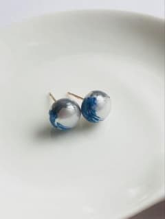 KARAFURU 淡水パールピアス　青×グレーのサムネイル