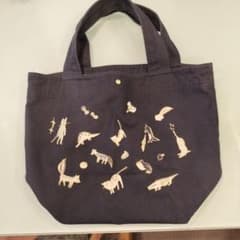フランシュリッペネコ柄動物刺繍トートバッグブラック黒のサムネイル