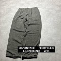 90s PERRY ELLIS レーヨン リネン混1タックワイドスラックスW34 - メルカリ